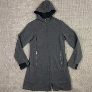 Ibex Sweater Jacket Women's Medium Full Zip Pez Hooded Gray Merino Wool Nylon
